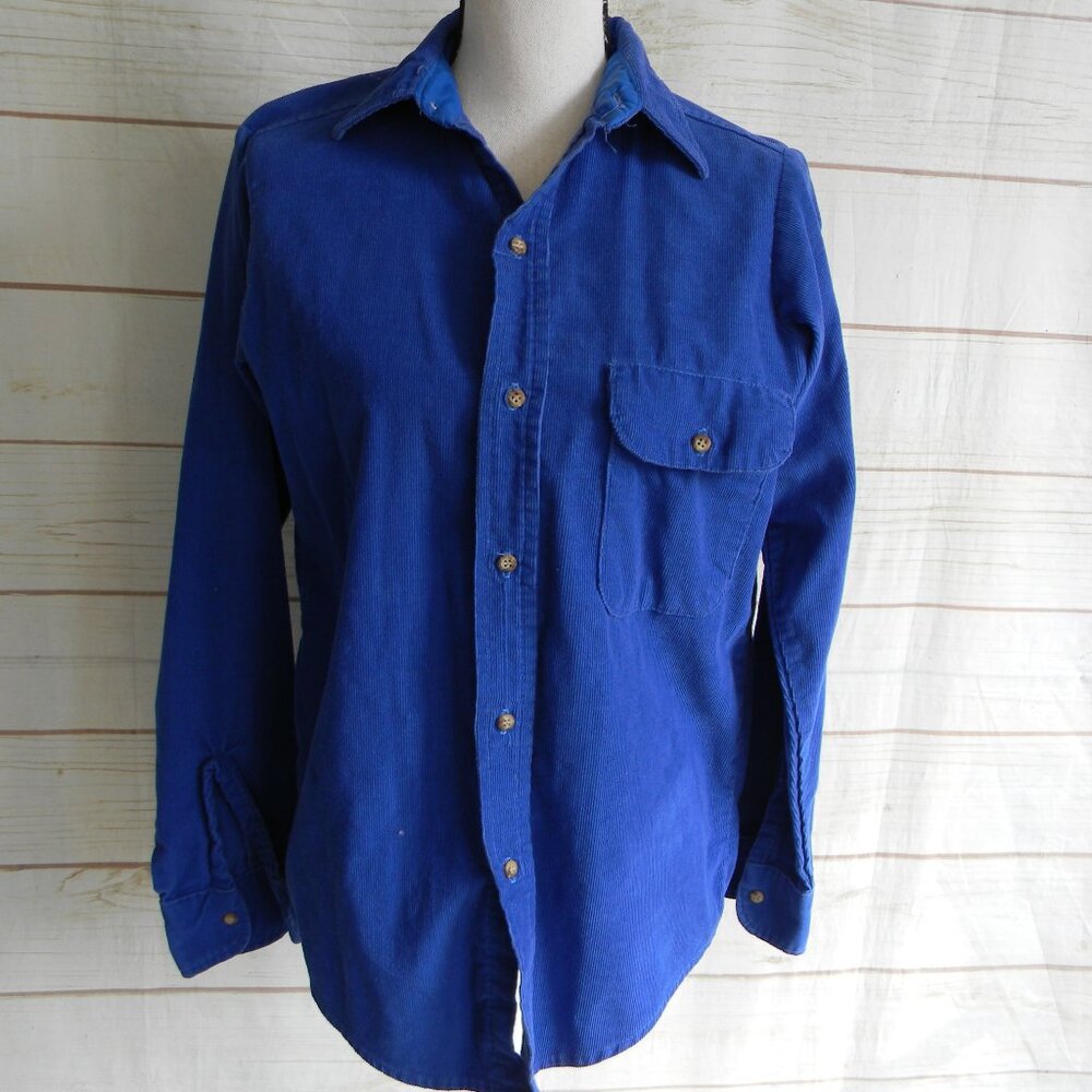 Vintage Dakota Five Brother Blue Corduroy BUTTON DOWN Shirt Men’s S Grunge Work